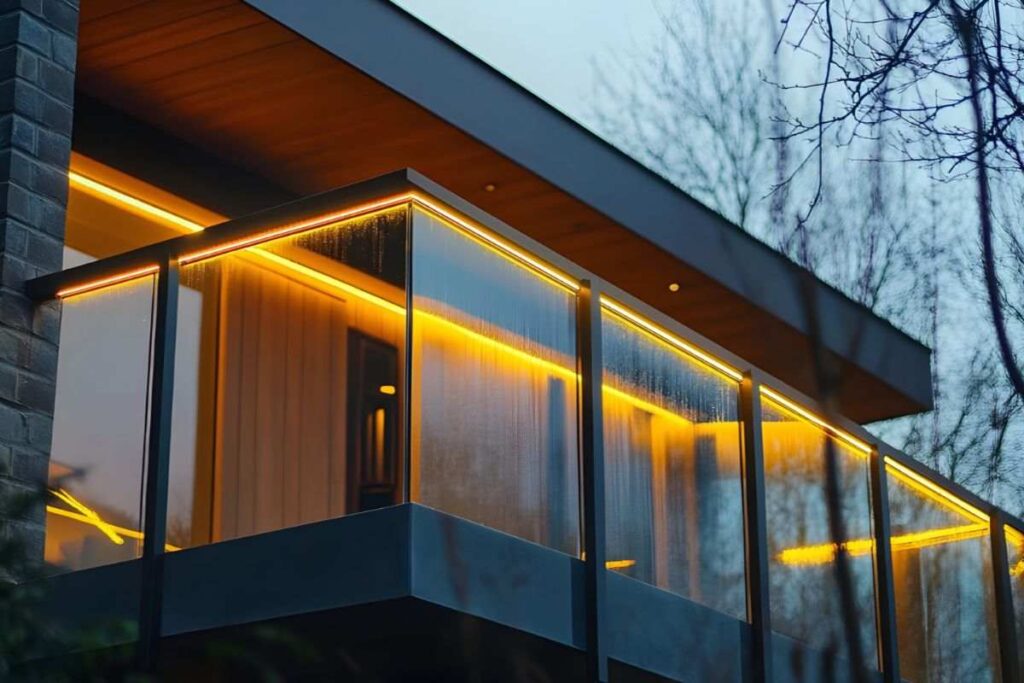 balcone con ringhiera con luci a led