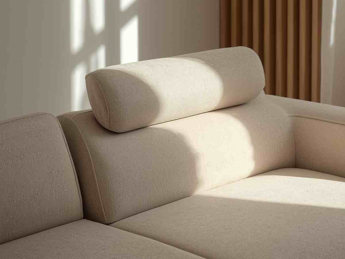 divano con schienale imbottito e poggiatesta